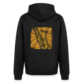 Saxophonist Saxophon - Unisex Premium Bio Zip Hoodie - Schwarz - Hinten - Nico (187cm)
