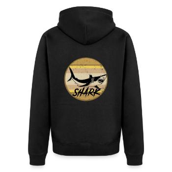 Haie Geschenk Haikopf Hailiebe Tauchen - Unisex Premium Bio Zip Hoodie - Schwarz - Hinten - Nico (187cm)