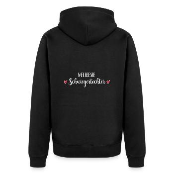 beste schwiegertochter hochzeit heirat geschenk - Unisex Premium Bio Zip Hoodie - Schwarz - Hinten - Nico (187cm)