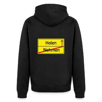 trier dialekt ortsschild trier platt geschenk - Unisex Premium Bio Zip Hoodie - Schwarz - Hinten - Nico (187cm)