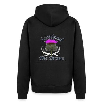 scotland the brave wild thistle - Unisex Premium Organic Zip Hoodie - black - Back - Nico (187cm)
