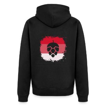 Dirty Hopfen -Franken- - Unisex Premium Bio Zip Hoodie - Schwarz - Hinten - Nico (187cm)