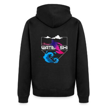 Wascherschi Waterski - Unisex Premium Organic Zip Hoodie - black - Back - Nico (187cm)