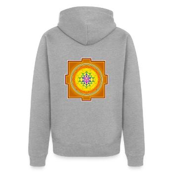 Shri Yantra 1 - Unisex Premium Bio Zip Hoodie - Grau meliert - Hinten - Nico (187cm)