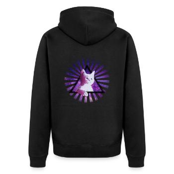 Cool Cat Space Space Cat Gift - Unisex Premium Organic Zip Hoodie - black - Back - Nico (187cm)