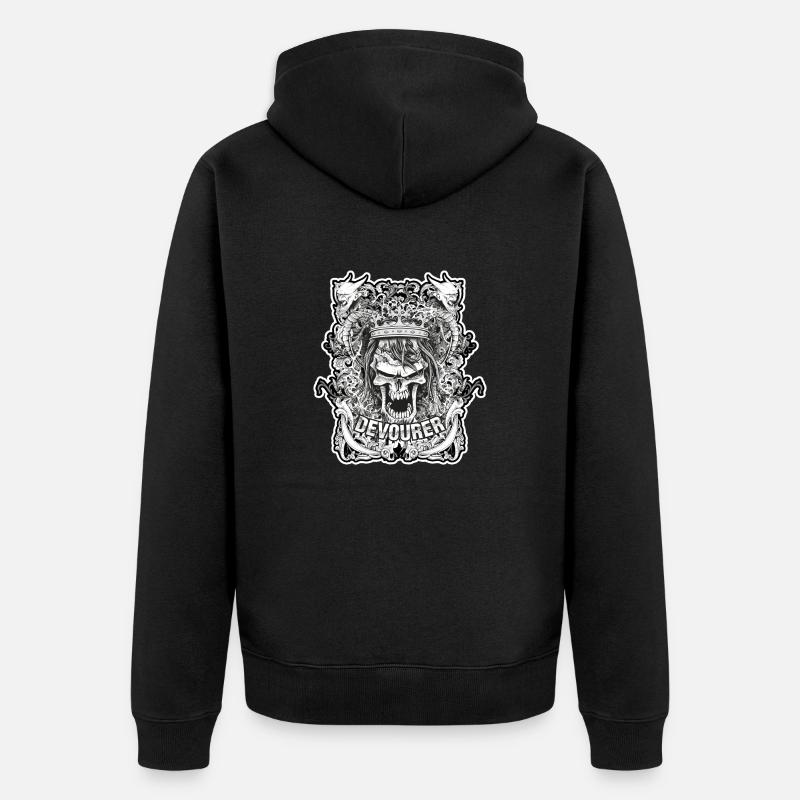 Devourer Totenschädel Skull - Unisex Premium Bio Zip Hoodie - Schwarz