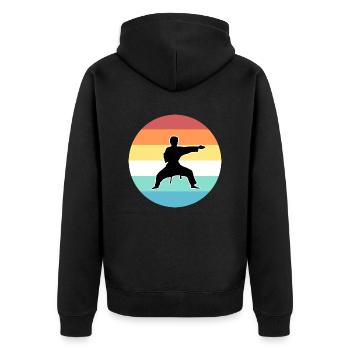 Karate - Unisex Premium Bio Zip Hoodie - Schwarz - Hinten - Nico (187cm)