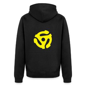 45 RPM spider - Unisex Premium Bio Zip Hoodie - Schwarz - Hinten - Nico (187cm)