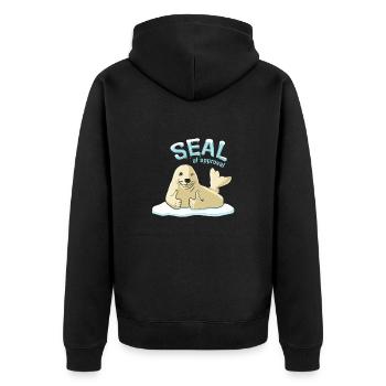 Gütesiegel - Unisex Premium Bio Zip Hoodie - Schwarz - Hinten - Nico (187cm)