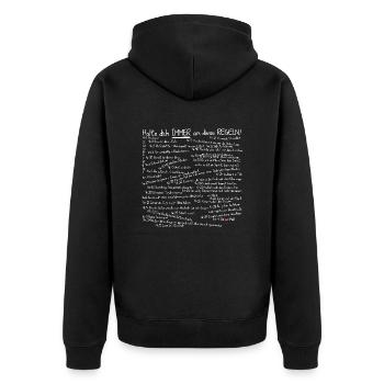 2.0 Version Zombie Survival Regeln - Unisex Premium Bio Zip Hoodie - Schwarz - Hinten - Nico (187cm)