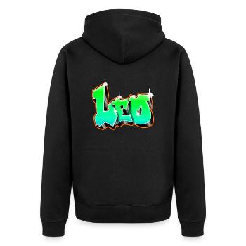 Leo Graffiti Green - Unisex Premium Organic Zip Hoodie - black - Back - Nico (187cm)