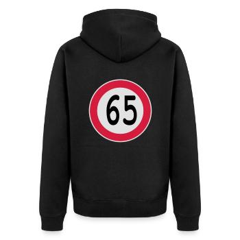 (65) - Unisex Premium Bio Zip Hoodie - Schwarz - Hinten - Nico (187cm)