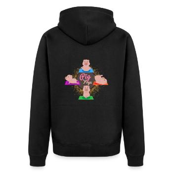 Pig Yoga Funny - Gift Idea - Unisex Premium Organic Zip Hoodie - black - Back - Nico (187cm)