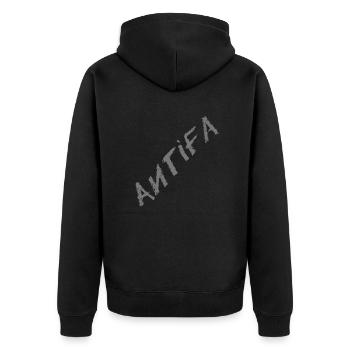 Antifa - Unisex Premium Organic Zip Hoodie - black - Back - Nico (187cm)