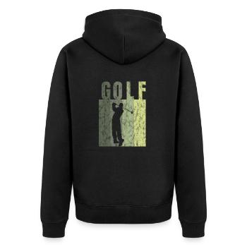Golf Golfing Shirt Gift Idea Golfer Vintage - Unisex Premium Organic Zip Hoodie - black - Back - Nico (187cm)
