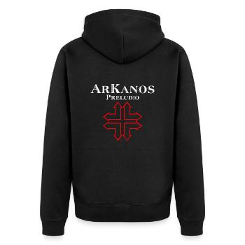 Arkanos Preludio - Unisex Premium Organic Zip Hoodie - black - Back - Nico (187cm)