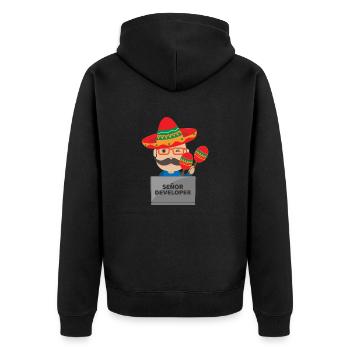 Señor Developer Senior Developer - Idée cadeau - Veste à capuche bio Premium Unisexe - noir - Dos - Nico (187cm)