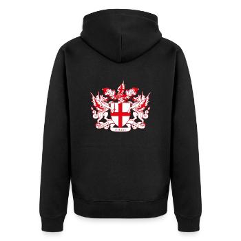 London - Unisex Premium Bio Zip Hoodie - Schwarz - Hinten - Nico (187cm)
