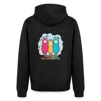 Alpacalypse Alpaca Apocalypse - Unisex Premium Organic Zip Hoodie - black - Back - Nico (187cm)