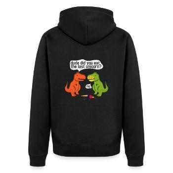 DUDE DID YOU EAT THE LAST UNICORN ? - Unisex Premium Bio Zip Hoodie - Schwarz - Hinten - Nico (187cm)