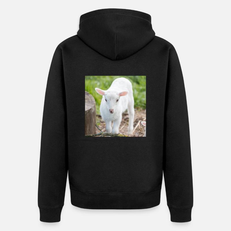 Lämmchen (Ovis) Lamm - Unisex Premium Bio Zip Hoodie - Schwarz