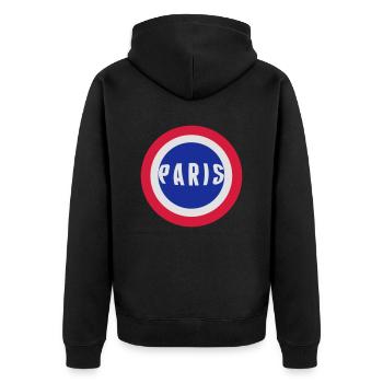 Paris Frankreich Flagge - Unisex Premium Bio Zip Hoodie - Schwarz - Hinten - Nico (187cm)