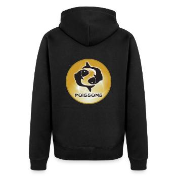 Pix Fisch - Unisex Premium Bio Zip Hoodie - Schwarz - Hinten - Nico (187cm)