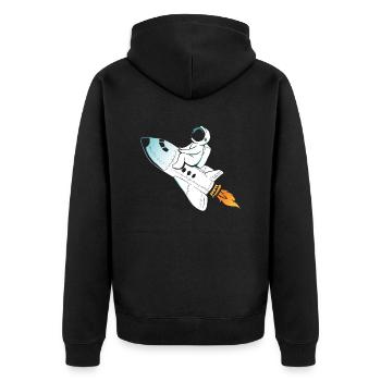 Rakete Astronaut zum Mond - Unisex Premium Bio Zip Hoodie - Schwarz - Hinten - Nico (187cm)