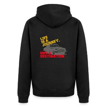 Life is a journey, not a Destination - Unisex Premium Bio Zip Hoodie - Schwarz - Hinten - Nico (187cm)