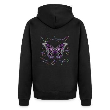 Schmetterling - Unisex Premium Bio Zip Hoodie - Schwarz - Hinten - Nico (187cm)