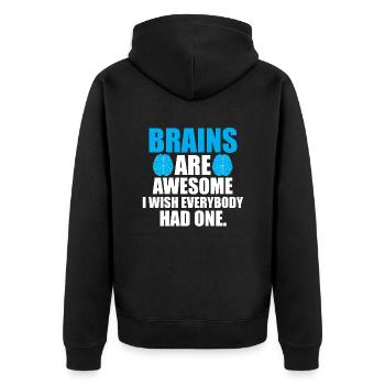 brains - Unisex Premium Organic Zip Hoodie - black - Back - Nico (187cm)