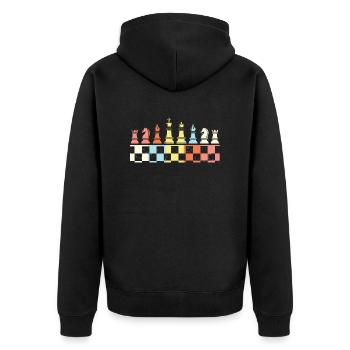 Jeu d'échecs vintage jeu d'échecs rétro pièces d'échecs - Veste à capuche bio Premium Unisexe - noir - Dos - Nico (187cm)