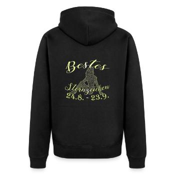 Sternzeichen Jungfrau - Unisex Premium Bio Zip Hoodie - Schwarz - Hinten - Nico (187cm)