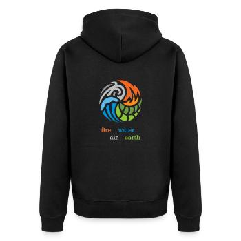 The 4 elements. Fire, water, air and earth - Unisex Premium Organic Zip Hoodie - black - Back - Nico (187cm)