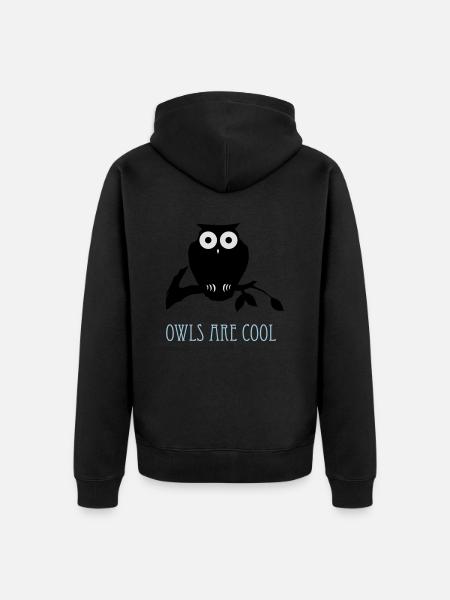 owls are cool - Unisex Premium Organic Zip Hoodie - black