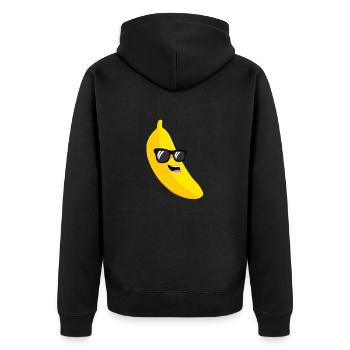 Team Banane lacht - Unisex Premium Bio Zip Hoodie - Schwarz - Hinten - Nico (187cm)