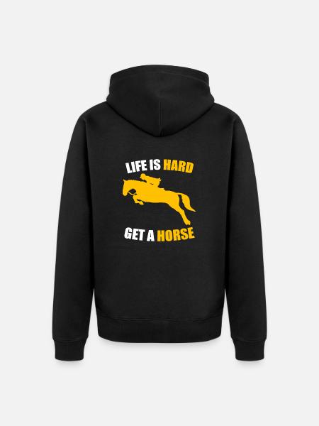 Pferd - Unisex Premium Bio Zip Hoodie - Schwarz