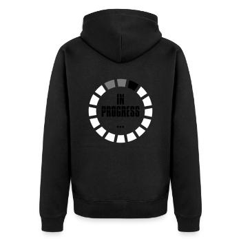 in progress loading zeichen ring kreis lade wird a - Unisex Premium Bio Zip Hoodie - Schwarz - Hinten - Nico (187cm)