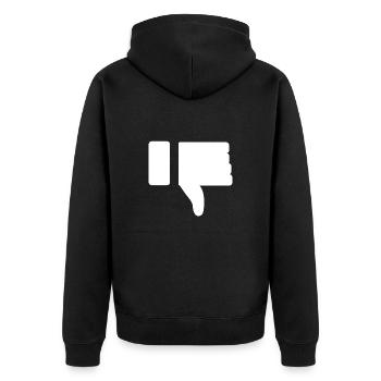 I Dislike social media Icon (Thumbs down) - Unisex Premium Bio Zip Hoodie - Schwarz - Hinten - Nico (187cm)