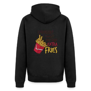 Extra Fries - Unisex Premium Bio Zip Hoodie - Schwarz - Hinten - Nico (187cm)