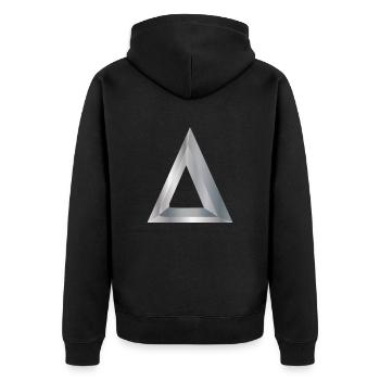 Mathematiksymbole Delta Silber - Geschenkidee - Unisex Premium Bio Zip Hoodie - Schwarz - Hinten - Nico (187cm)
