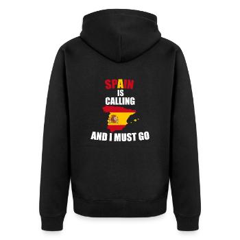 Spanien - Unisex Premium Bio Zip Hoodie - Schwarz - Hinten - Nico (187cm)