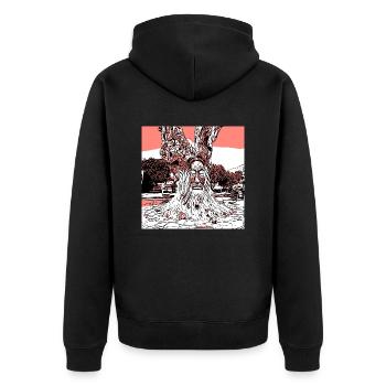 Matala-Spirit I - Unisex Premium Bio Zip Hoodie - Schwarz - Hinten - Nico (187cm)