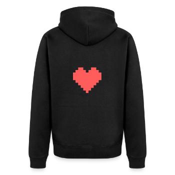 Pixel Heart - Unisex Premium Bio Zip Hoodie - Schwarz - Hinten - Nico (187cm)