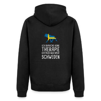 Keine Therapie SCHWEDEN Sverige Elch Geschenk - Unisex Premium Bio Zip Hoodie - Schwarz - Hinten - Nico (187cm)