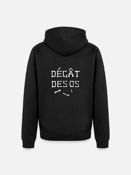 DÉGÂTS DES OS - Jeux de Mots - Francois Ville - Veste à capuche bio Premium Unisexe - noir