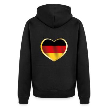 Deutschland Herz Deutsche Flagge Geschenk - Unisex Premium Bio Zip Hoodie - Schwarz - Hinten - Nico (187cm)