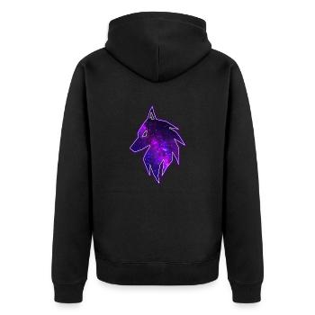 Wolf Galaxy Stars - Unisex Premium Organic Zip Hoodie - black - Back - Nico (187cm)