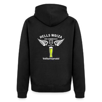 Hells Woiza - Unisex Premium Bio Zip Hoodie - Schwarz - Hinten - Nico (187cm)