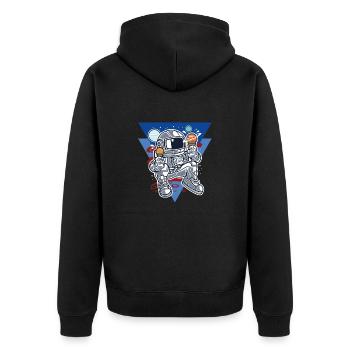 Astronaut Eis Cartoon / geschenkidee lustig - Unisex Premium Bio Zip Hoodie - Schwarz - Hinten - Nico (187cm)